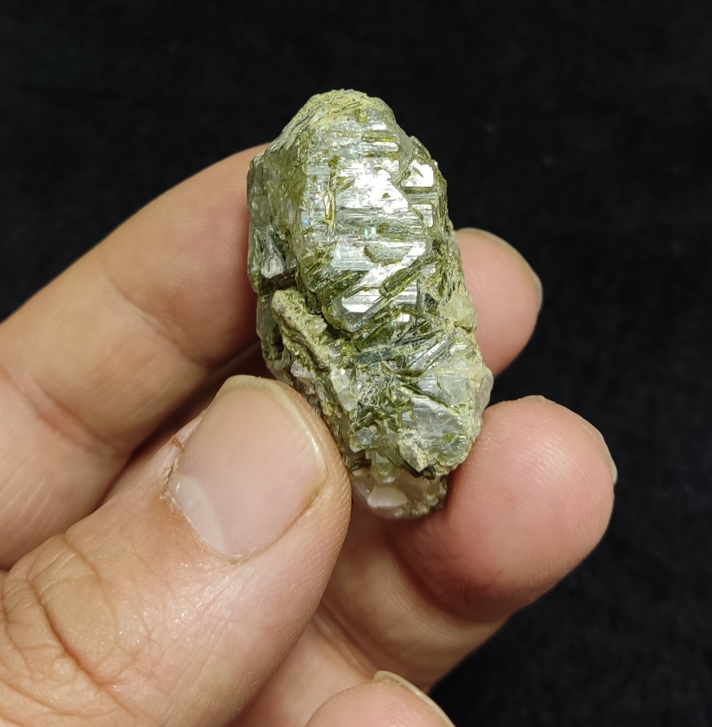 An aesthetic specimen of Epidote quartz cluster 33 grams