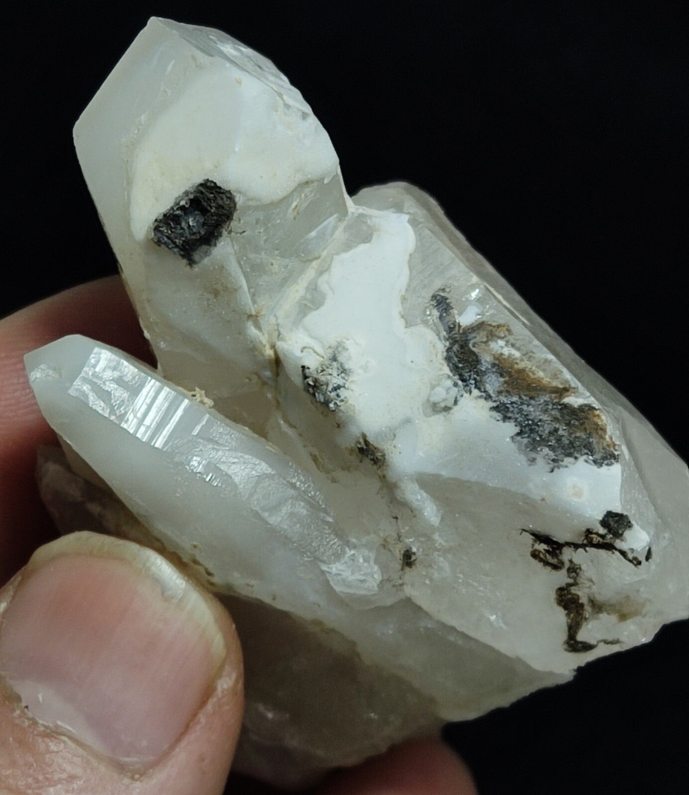 70 grams natural quartz crystal specimen with amphibole inclusions