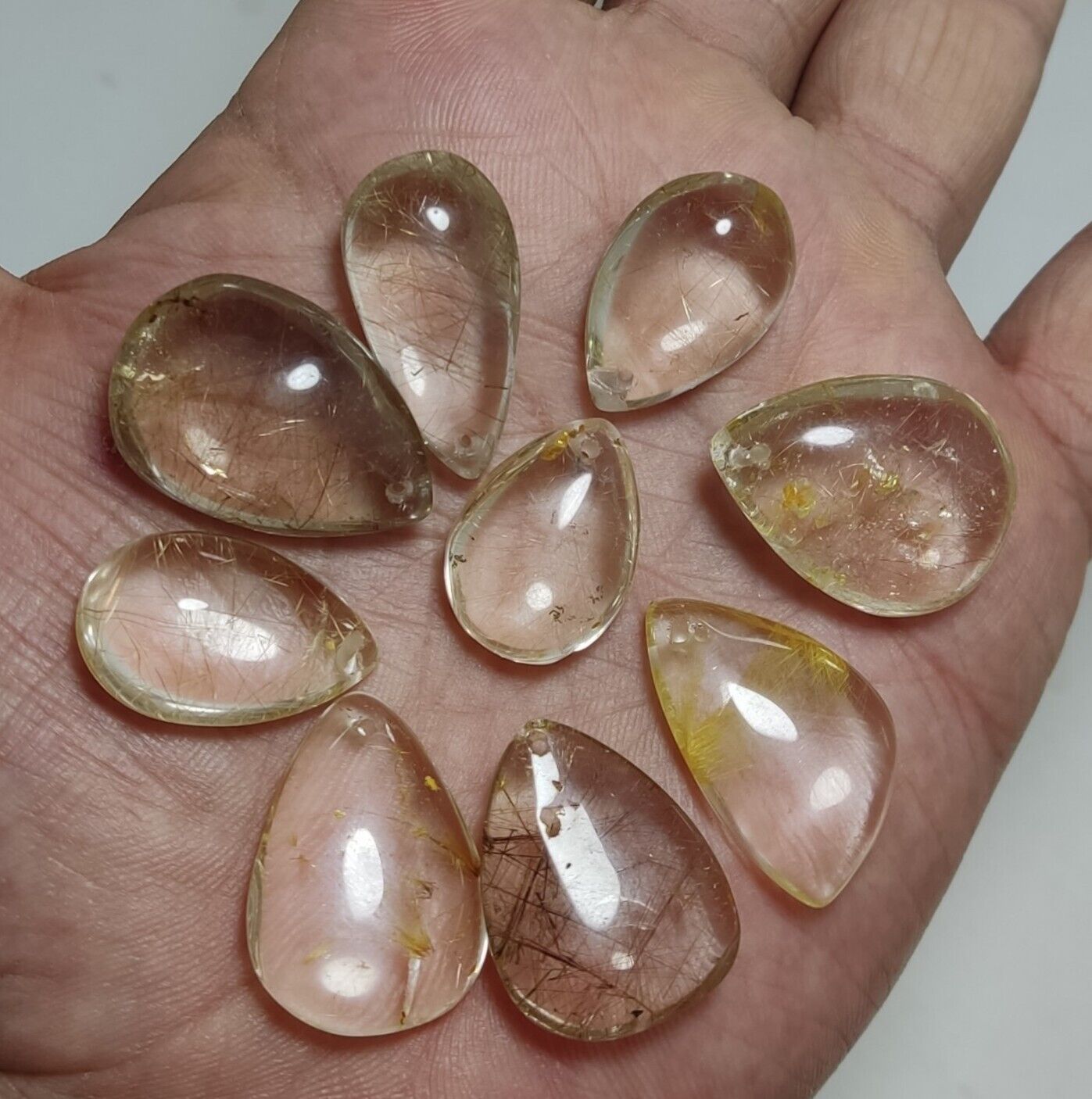 44 grams, 9 Natural beautiful Rutilated quartz pendants