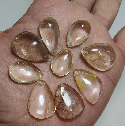 44 grams, 9 Natural beautiful Rutilated quartz pendants