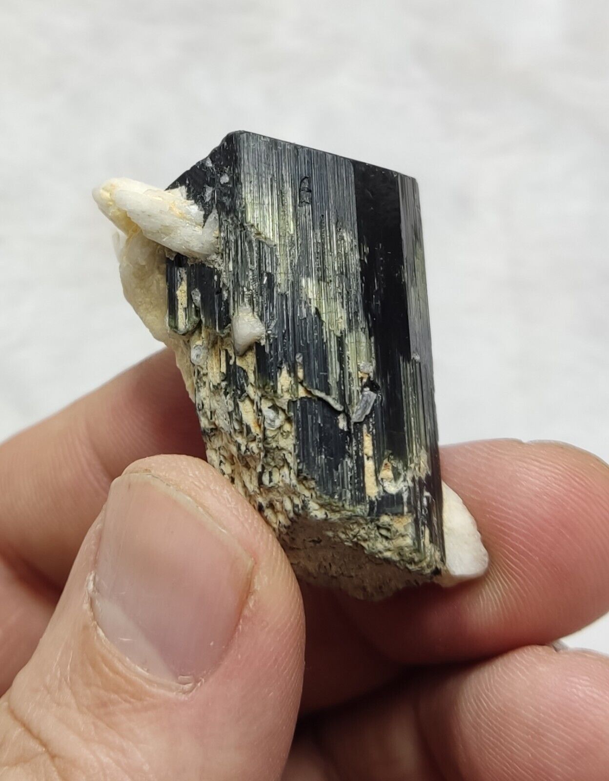 An Aesthetic Natural black Tourmaline specimen with albite 33 grams