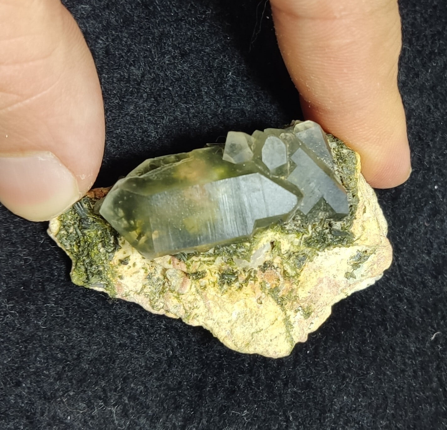 An Aesthetic terminated epidote Quartz specimen 42 grams