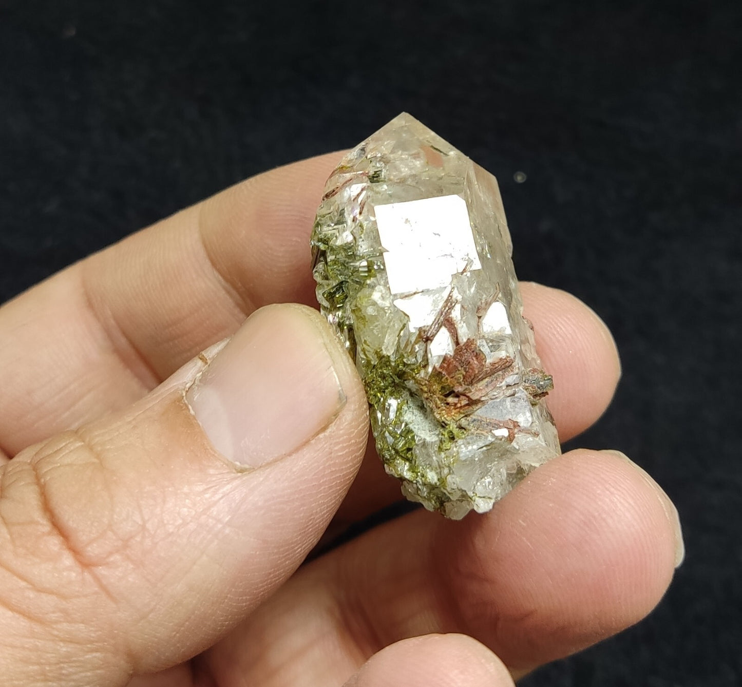 An aesthetic specimen of Epidote quartz cluster 22 grams