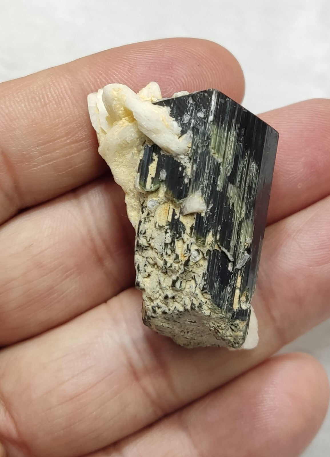 An Aesthetic Natural black Tourmaline specimen with albite 33 grams