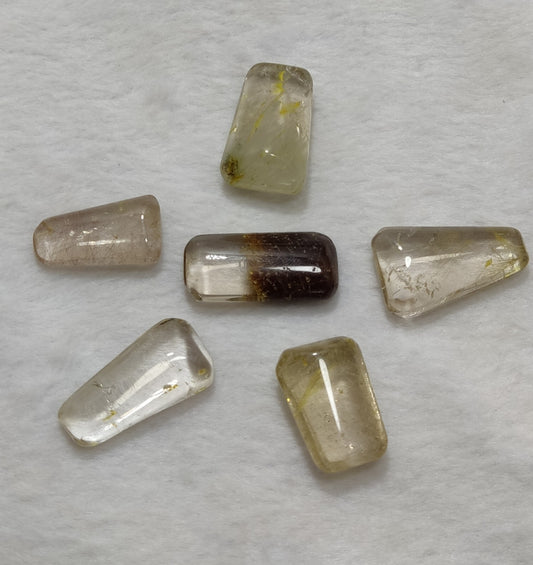 An amazing lot of Rutilated polished quartz tumbles 50 grams