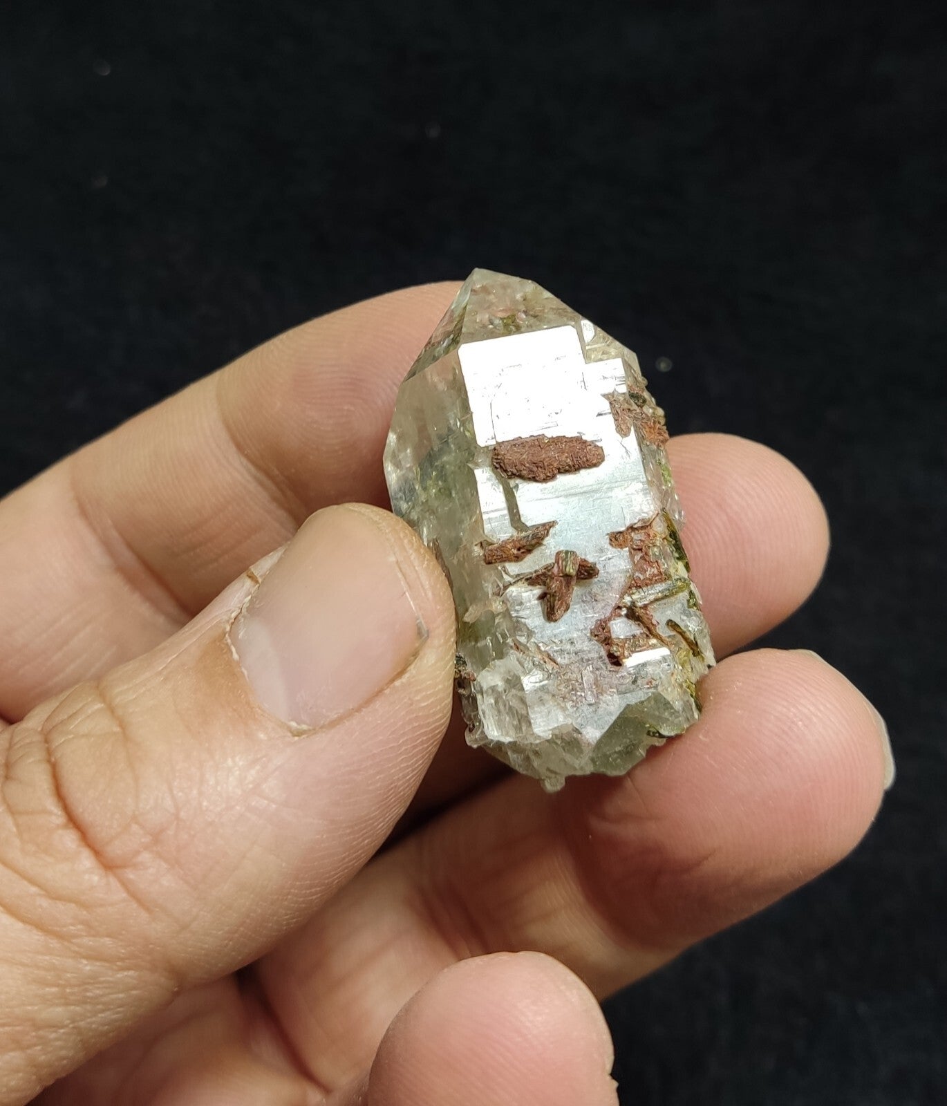 An aesthetic specimen of Epidote quartz cluster 22 grams