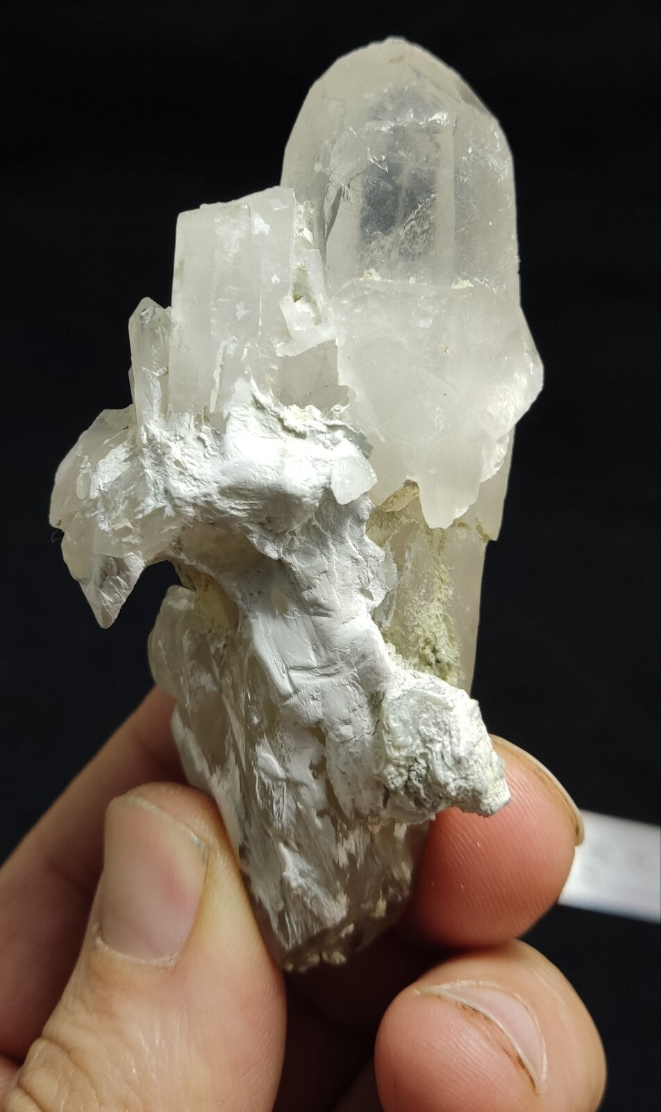 Aesthetic specimen of quartz crystal with unique amphibole inclusion 101 grams