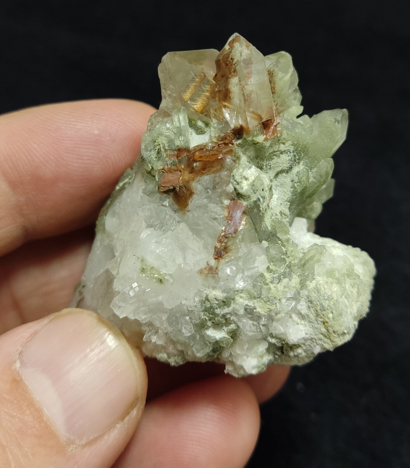 An Aesthetic terminated chlorite Quartz specimen with brookite 61 grams