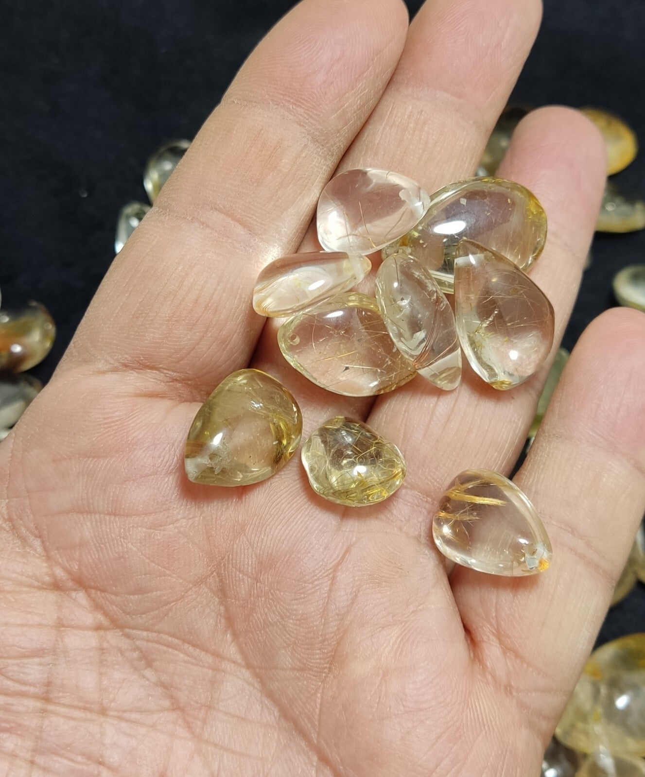 525 grams Rutilated polished quartz tumbles-cabochons
