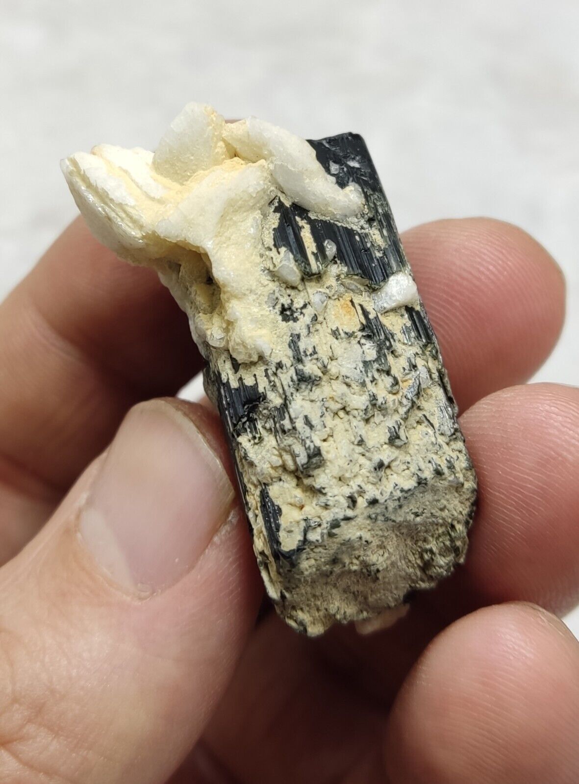 An Aesthetic Natural black Tourmaline specimen with albite 33 grams