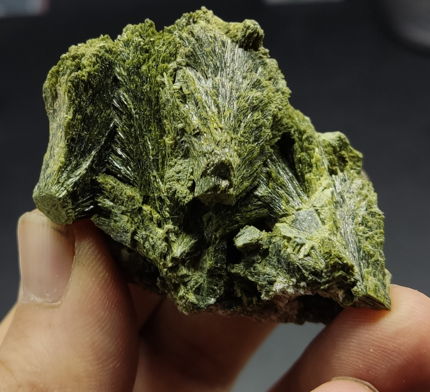 An aesthetic specimen of epidote crystal spray type 107 grams