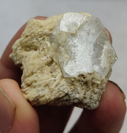An Aesthetic specimen of beryl variety Goshenite crystal on matrix 43 grams