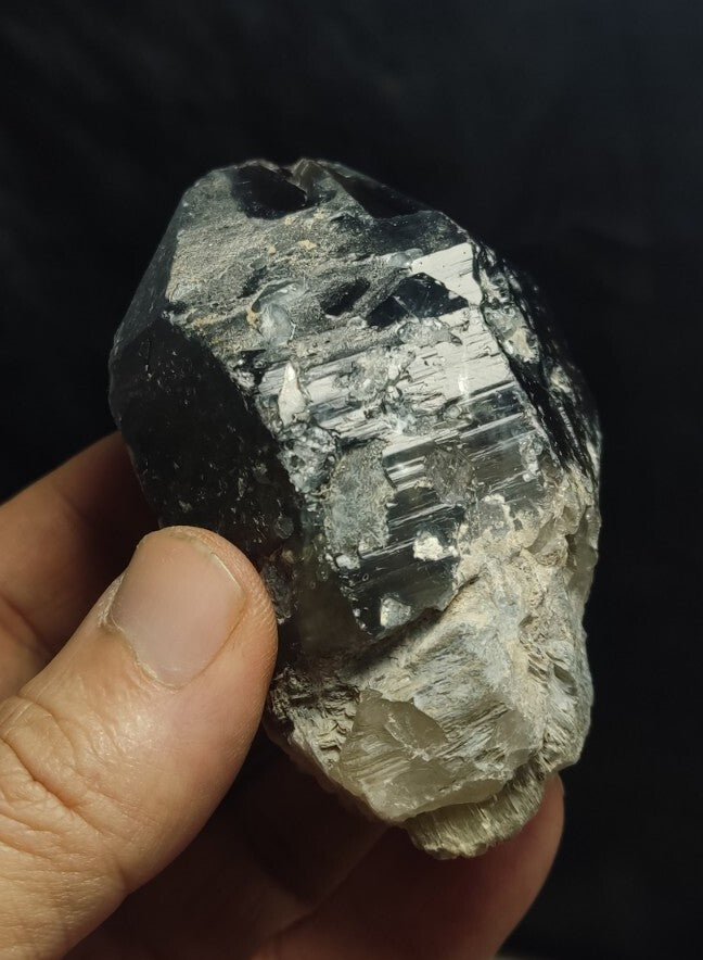 Natural Terminated Black Quartz with Light Blue Hues 277 grams