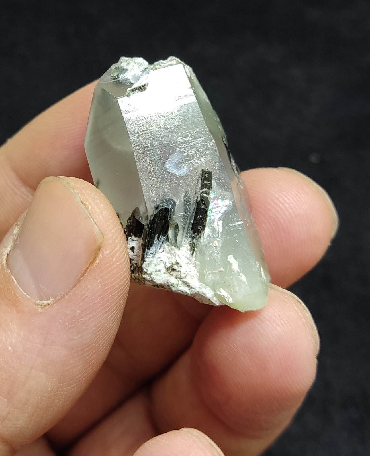 An aesthetic specimen of Epidote quartz cluster 21 grams