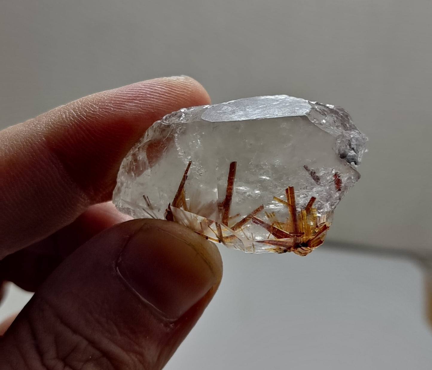 An aesthetic specimen of quartz with rutile inclusions 25 grams