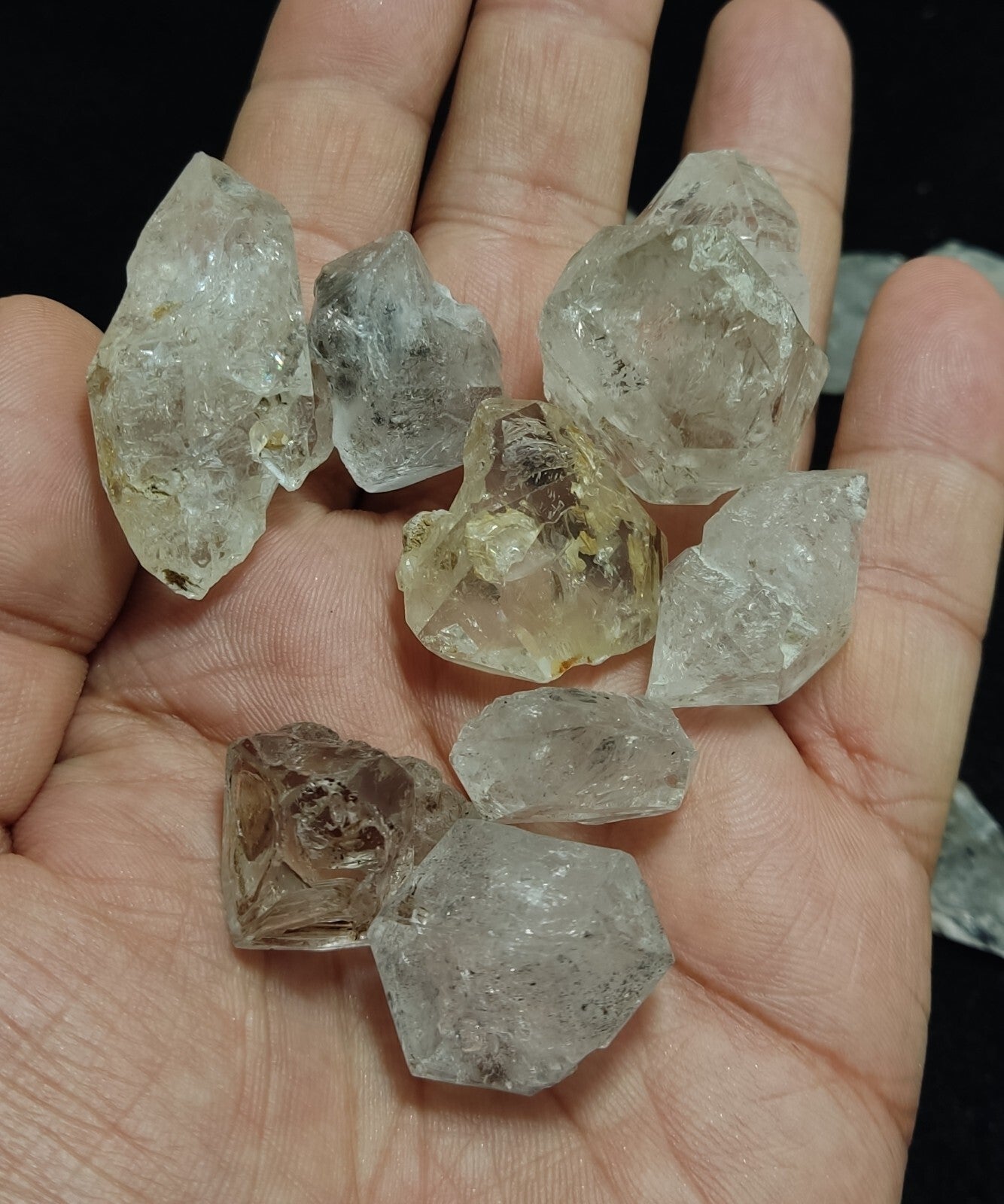 240 grams lot of diamond quartz carbon included double terminated Herkimer like