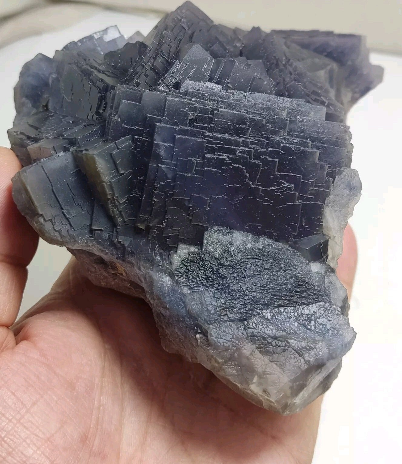 An amazing specimen of cubic dark bluish color Fluorite 1550 grams