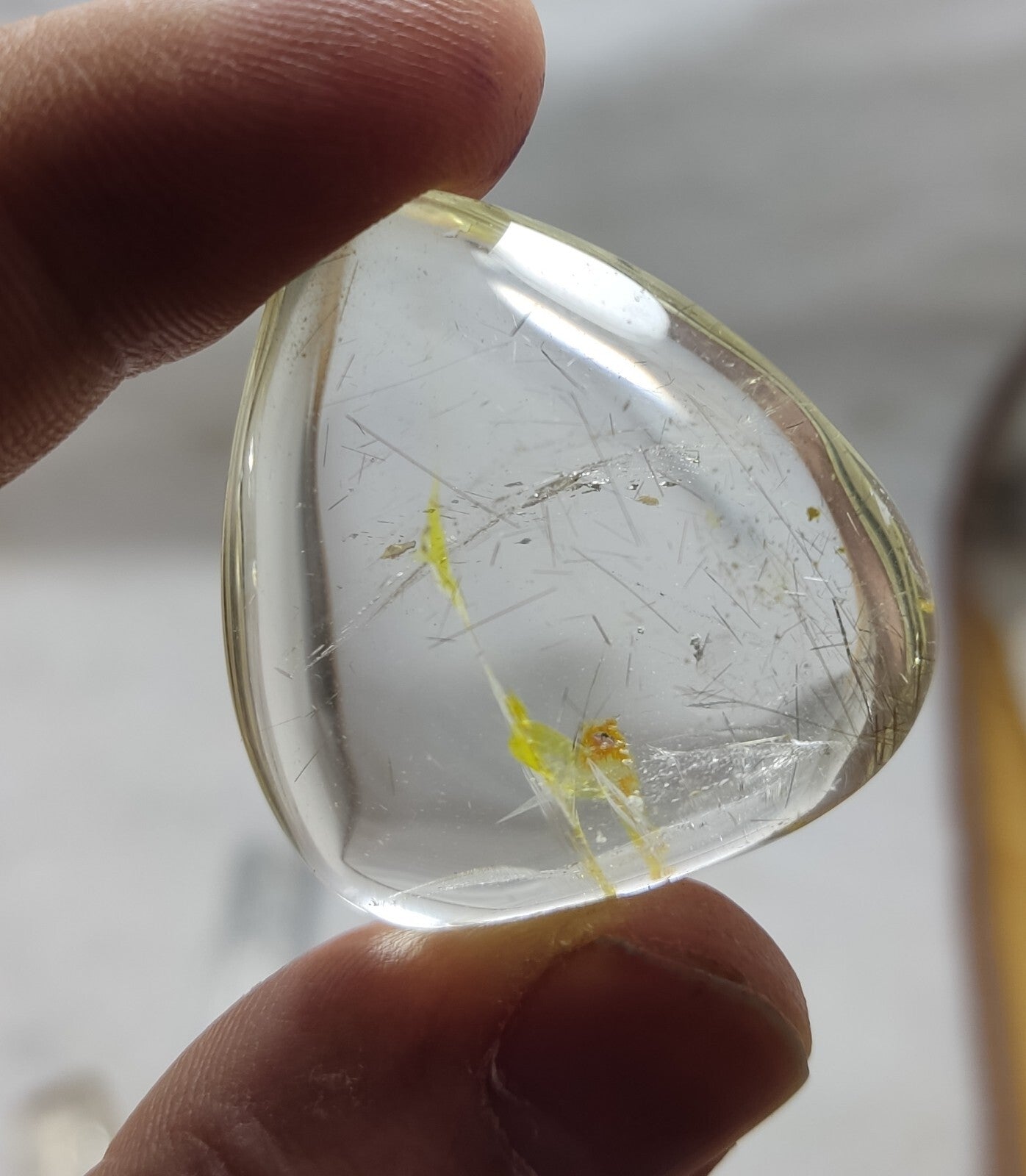 An amazing collection of 2 Rutilated polished quartz tumbles 46 grams