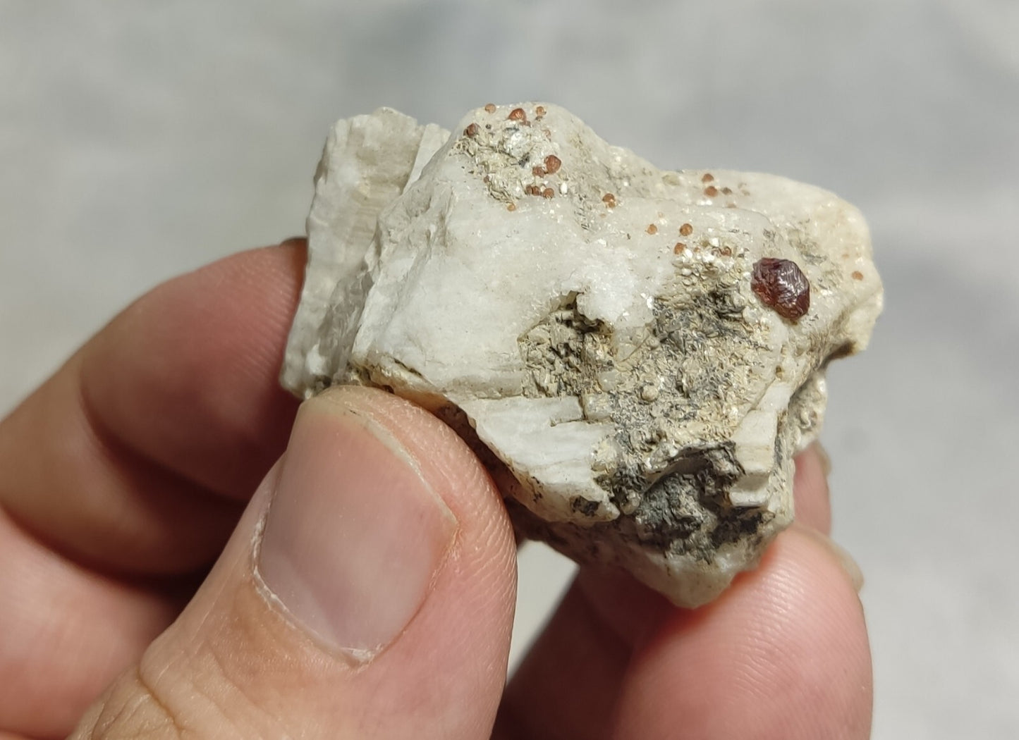 Small Sized Specimen Of Garnet Spessartine On Feldspar 34 grams
