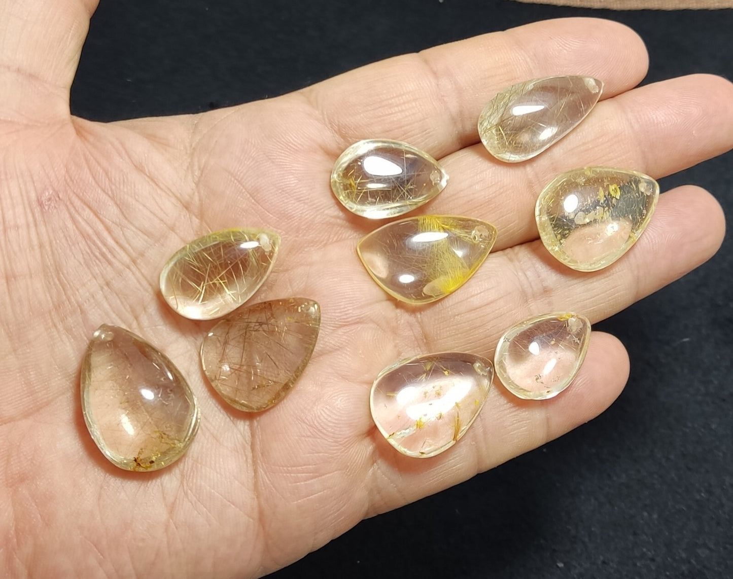 44 grams, 9 Natural beautiful Rutilated quartz pendants