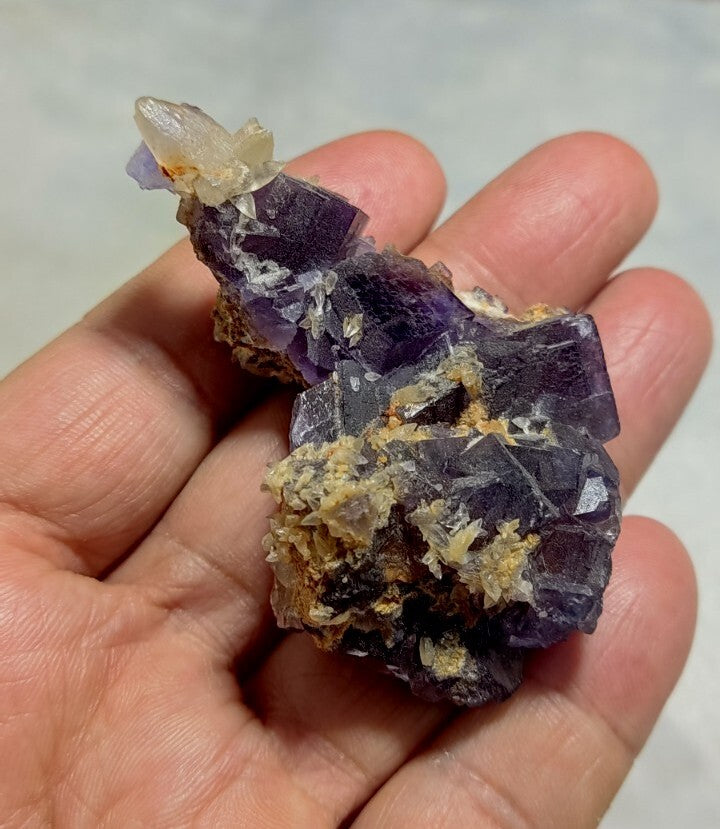 Small Purple Fluorite With Calcite 64 grams