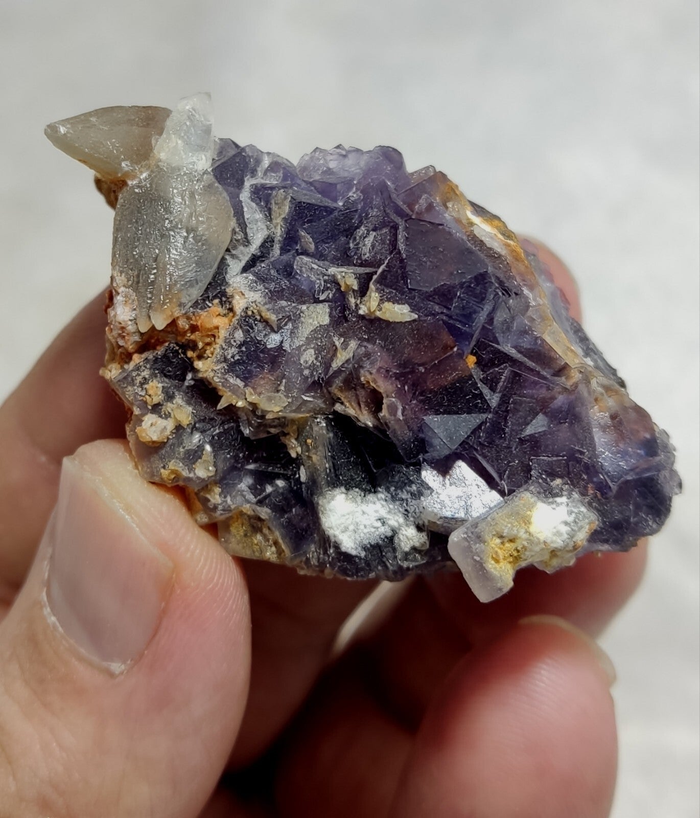 Small Purple Fluorite With Calcite 46 grams