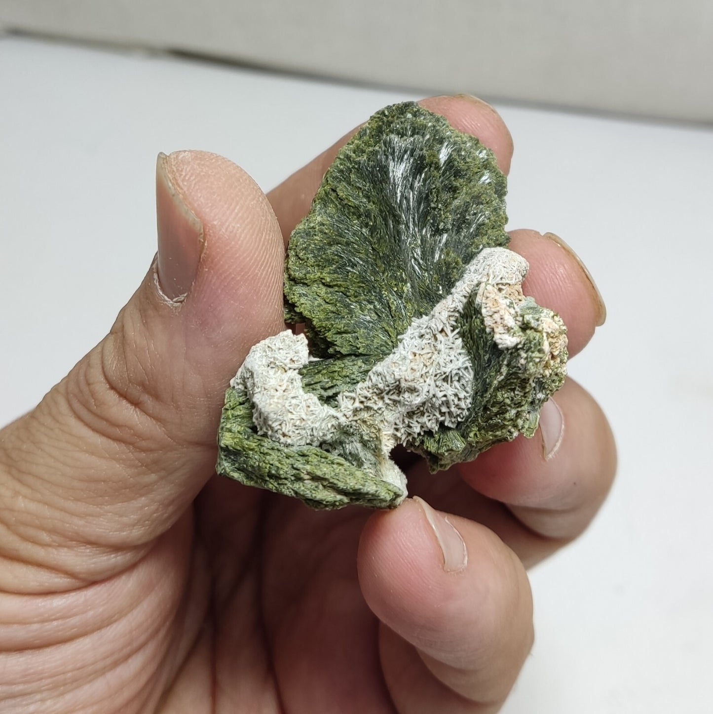 An aesthetic specimen of epidote crystal spray type 34 grams