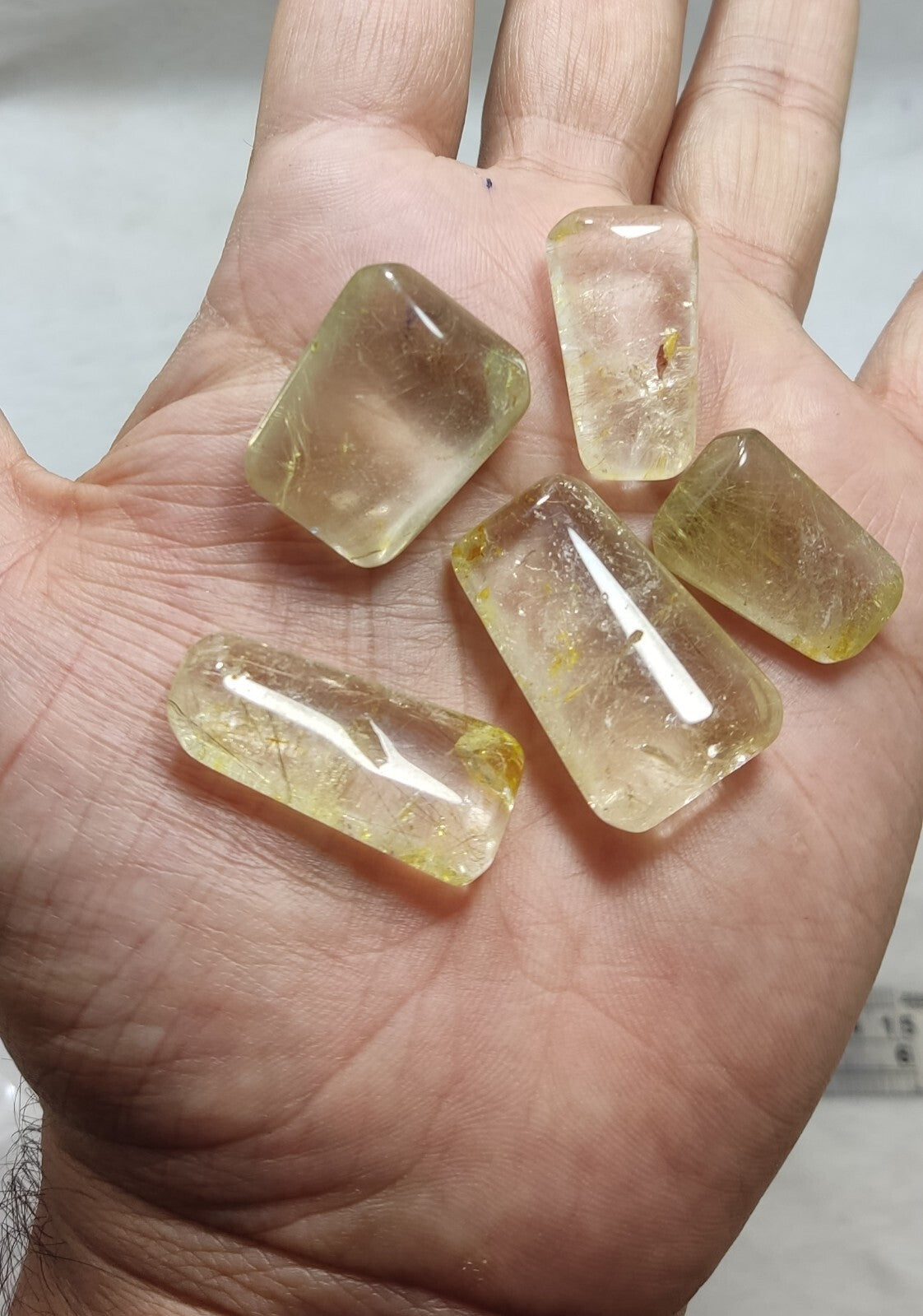 An amazing lot of Rutilated polished quartz tumbles 45 grams