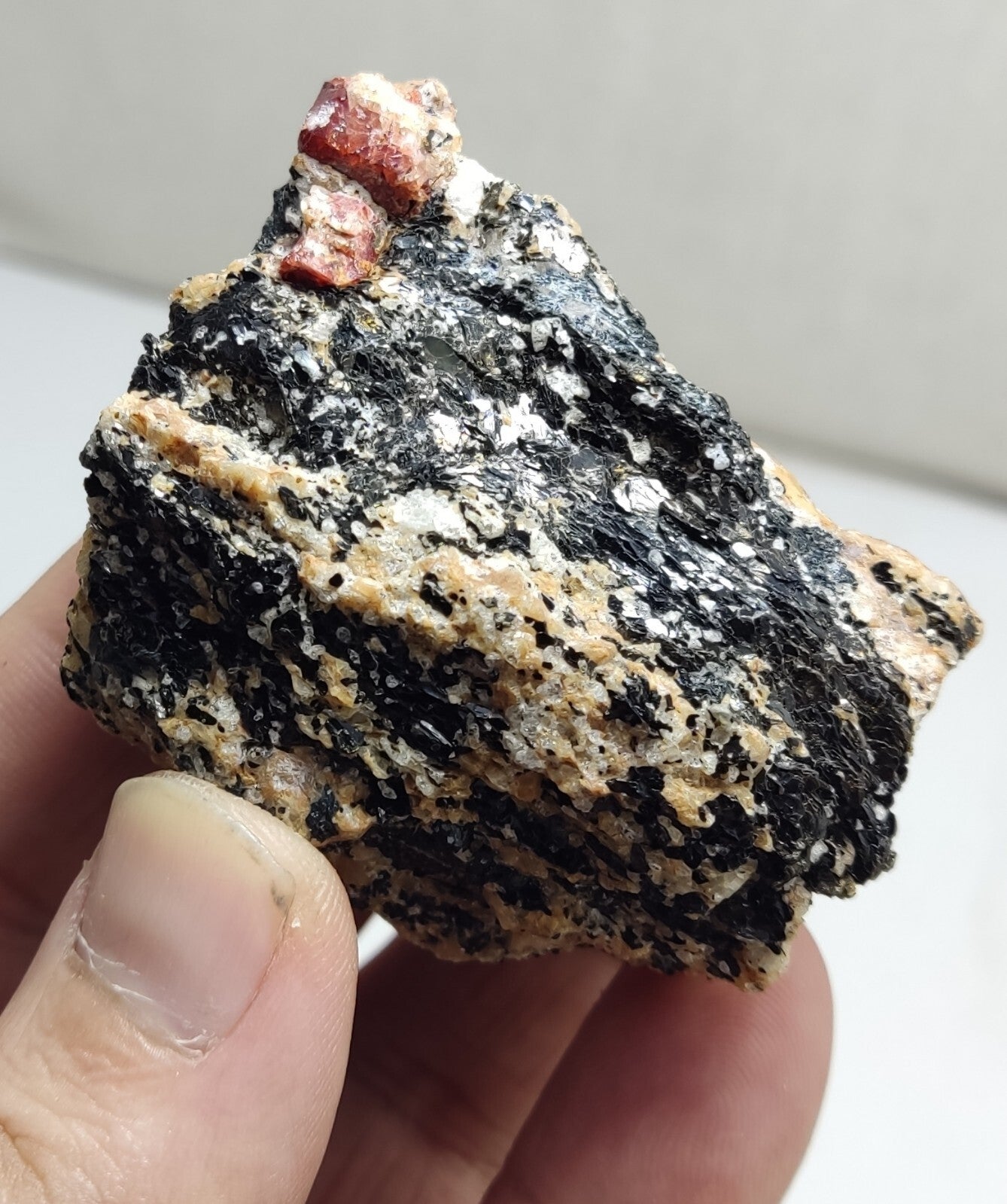 An Aesthetic specimen of zircon crytsals with biotite 130 grams