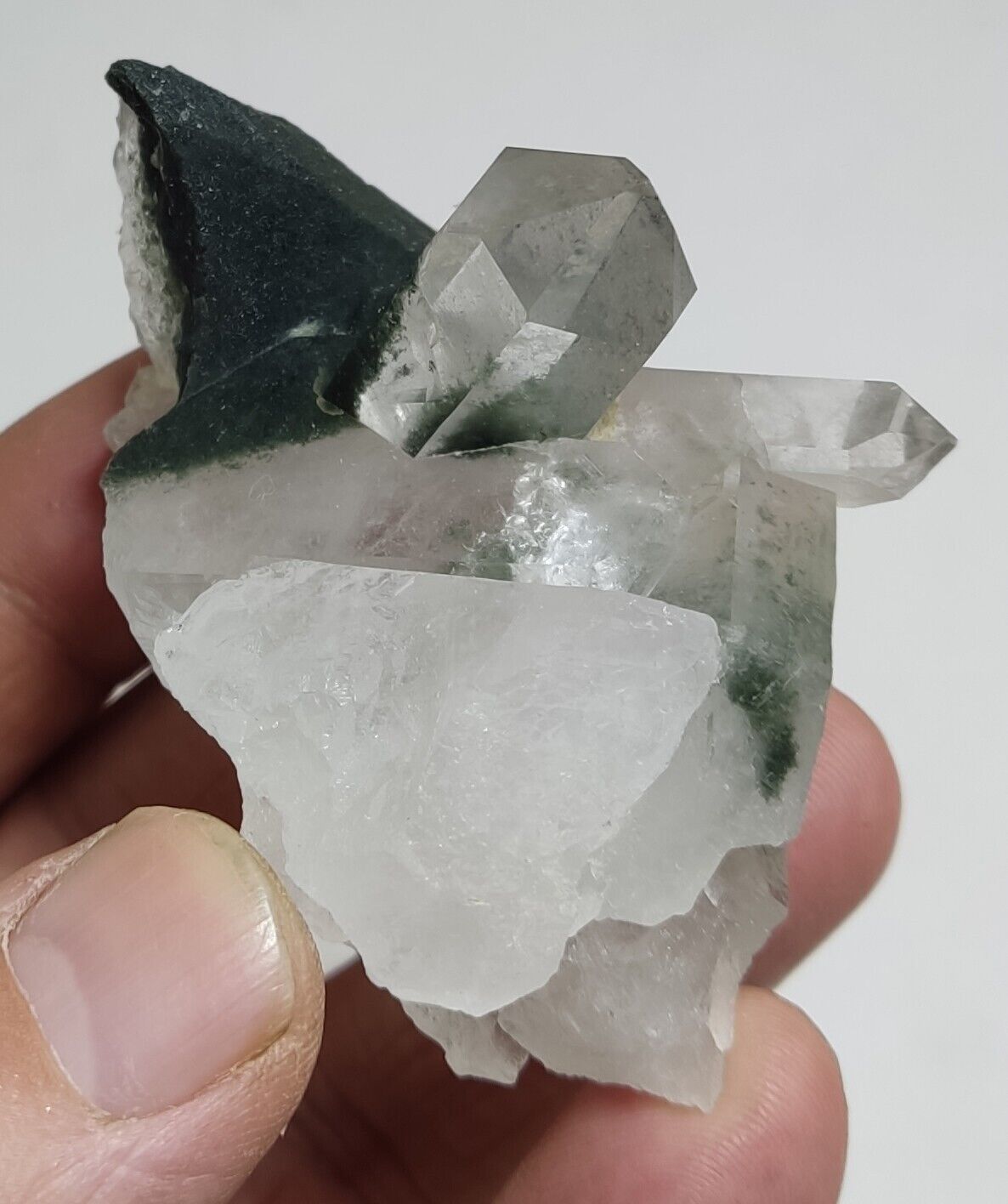 An Aesthetic Natural beautifully terminated Chlorite Quartz cluster 103 grams