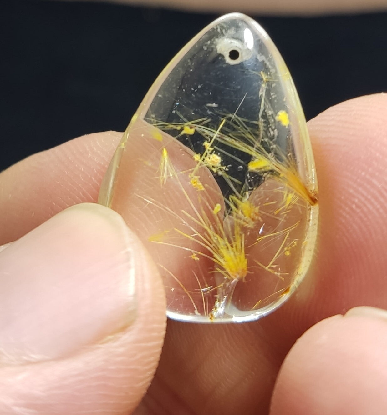 44 grams, 9 Natural beautiful Rutilated quartz pendants