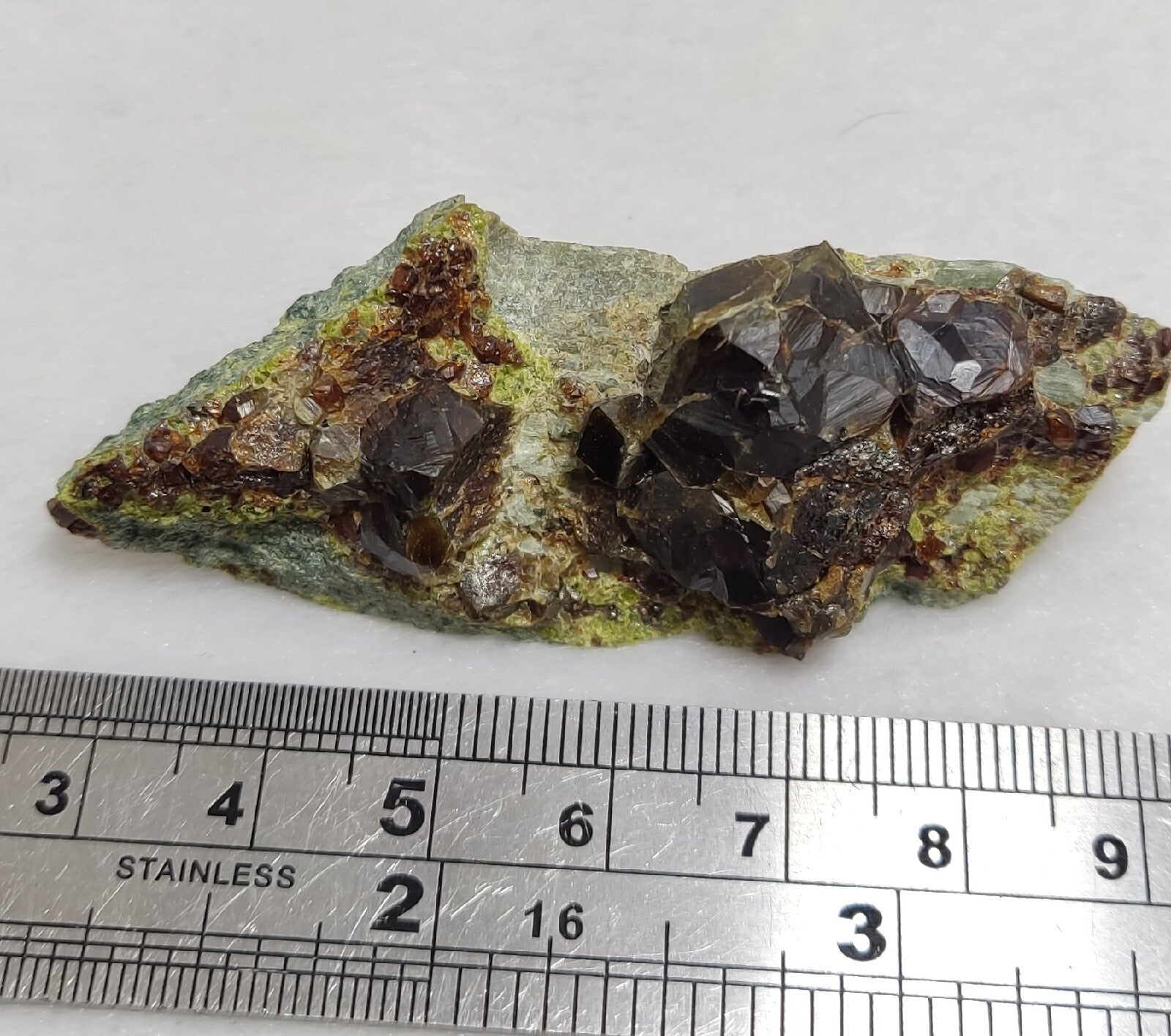 Andradite garnets on matrix with epidote 43 grams