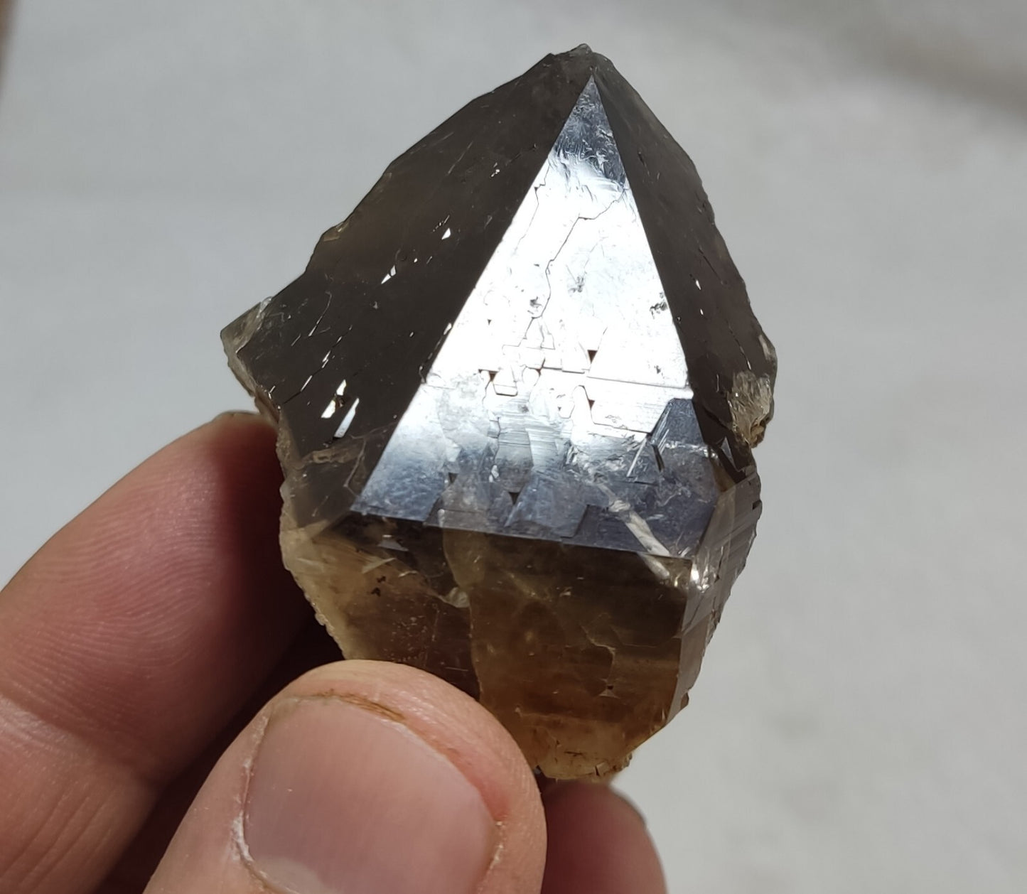 An aesthetic specimen of terminated  smoky Quartz crystal cluster 102 grams