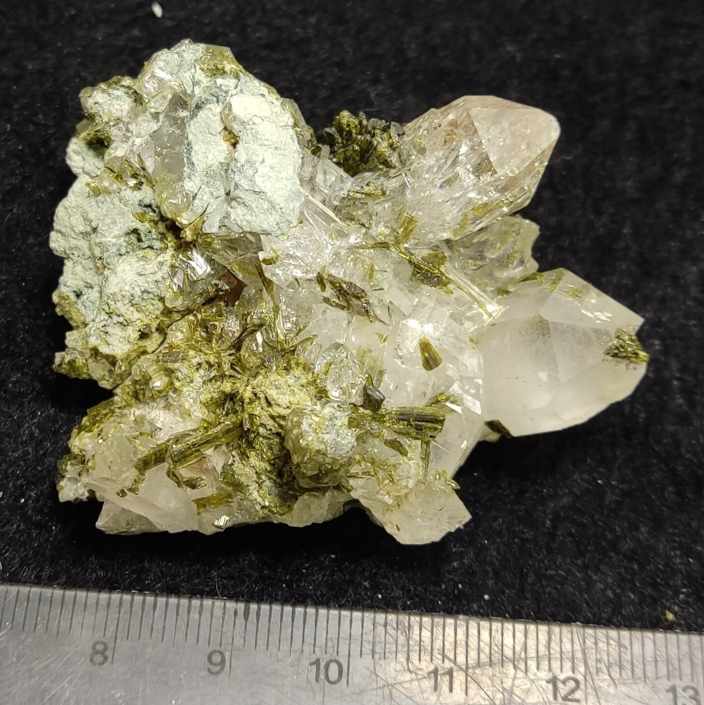 An aesthetic specimen of Epidote quartz cluster 54 grams