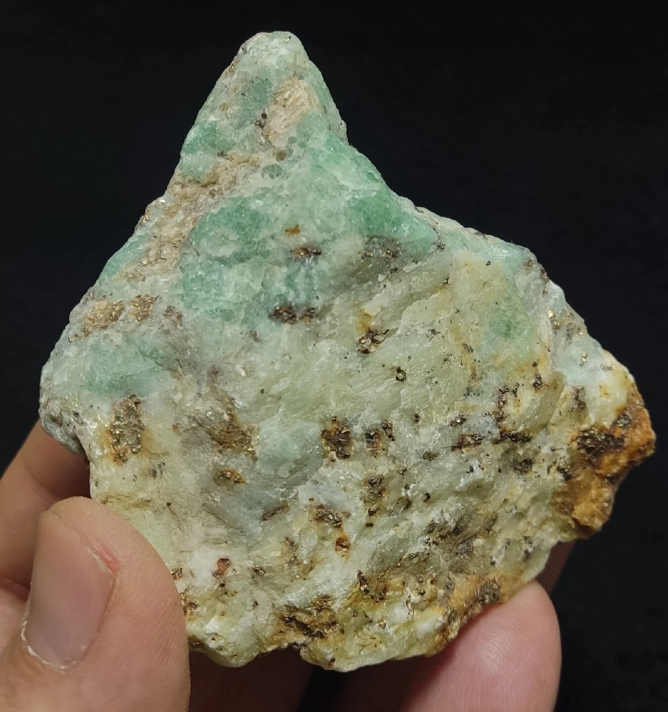 Rough Specimen of Green color Sodalite With Pyrite 199 grams