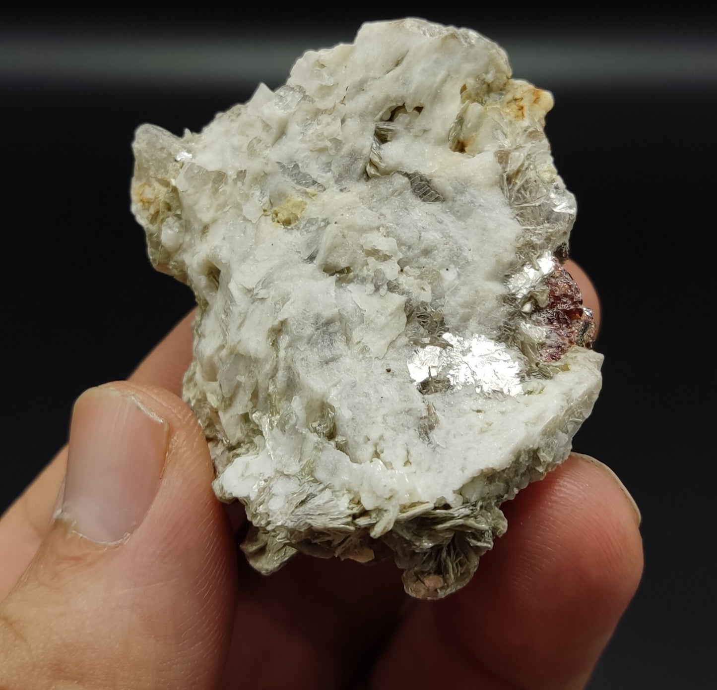 An aesthetic specimen of spessartine garnets on muscovite 58 grams