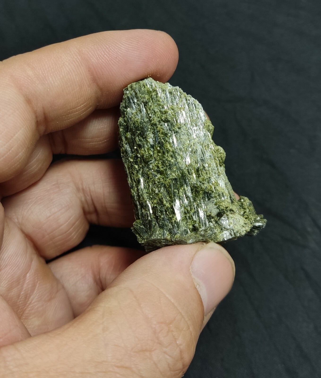 An aesthetic specimen of dark green color Epidote crystal spray 44 grams