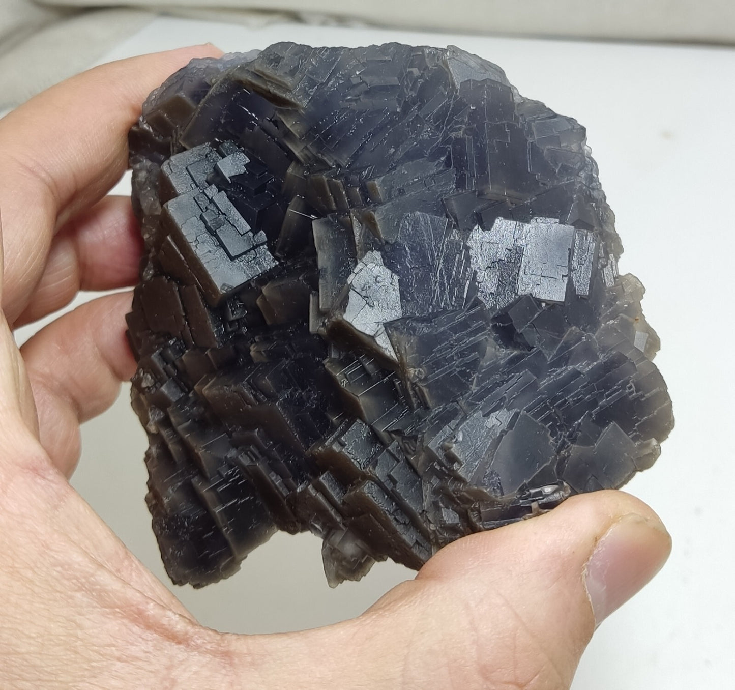 An amazing specimen of cubic dark bluish color Fluorite 495 grams
