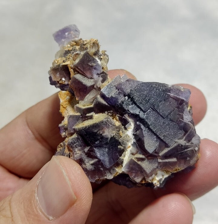 Small Purple Fluorite With Calcite 64 grams