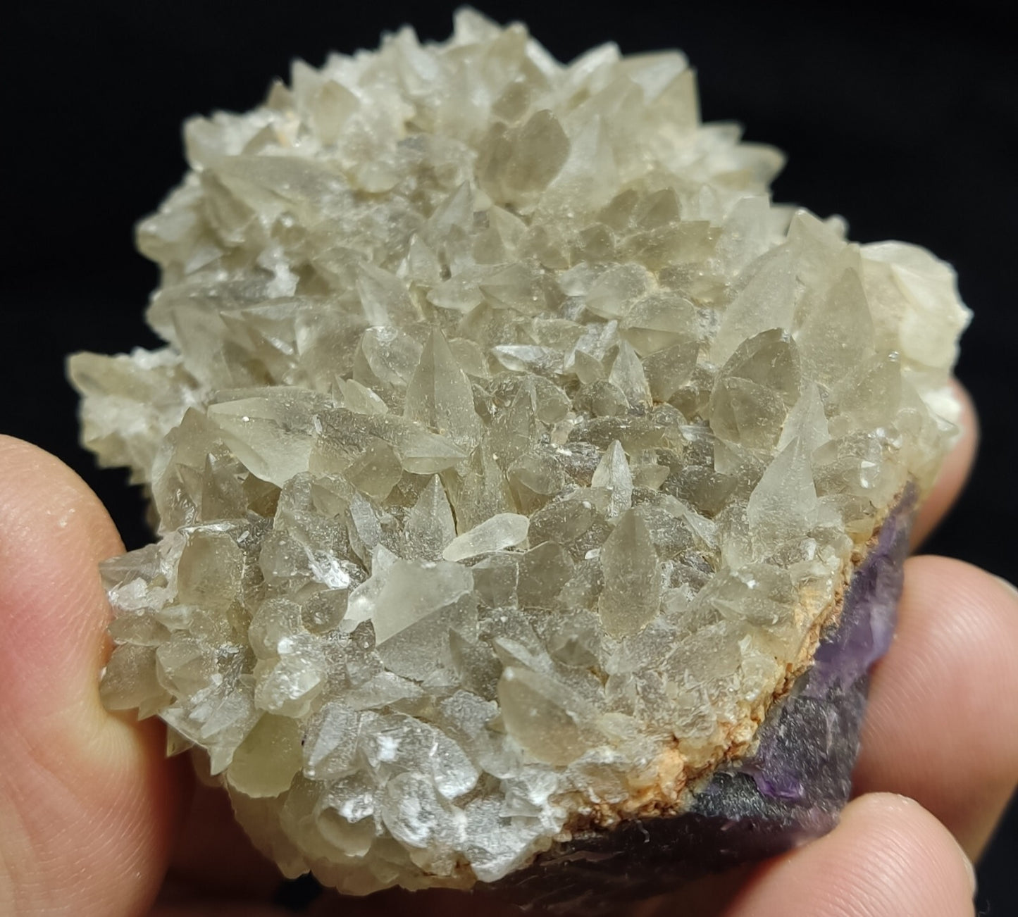 An Aesthetic Naturally terminated specimen of dogtooth calcite with fluorite 199 grams