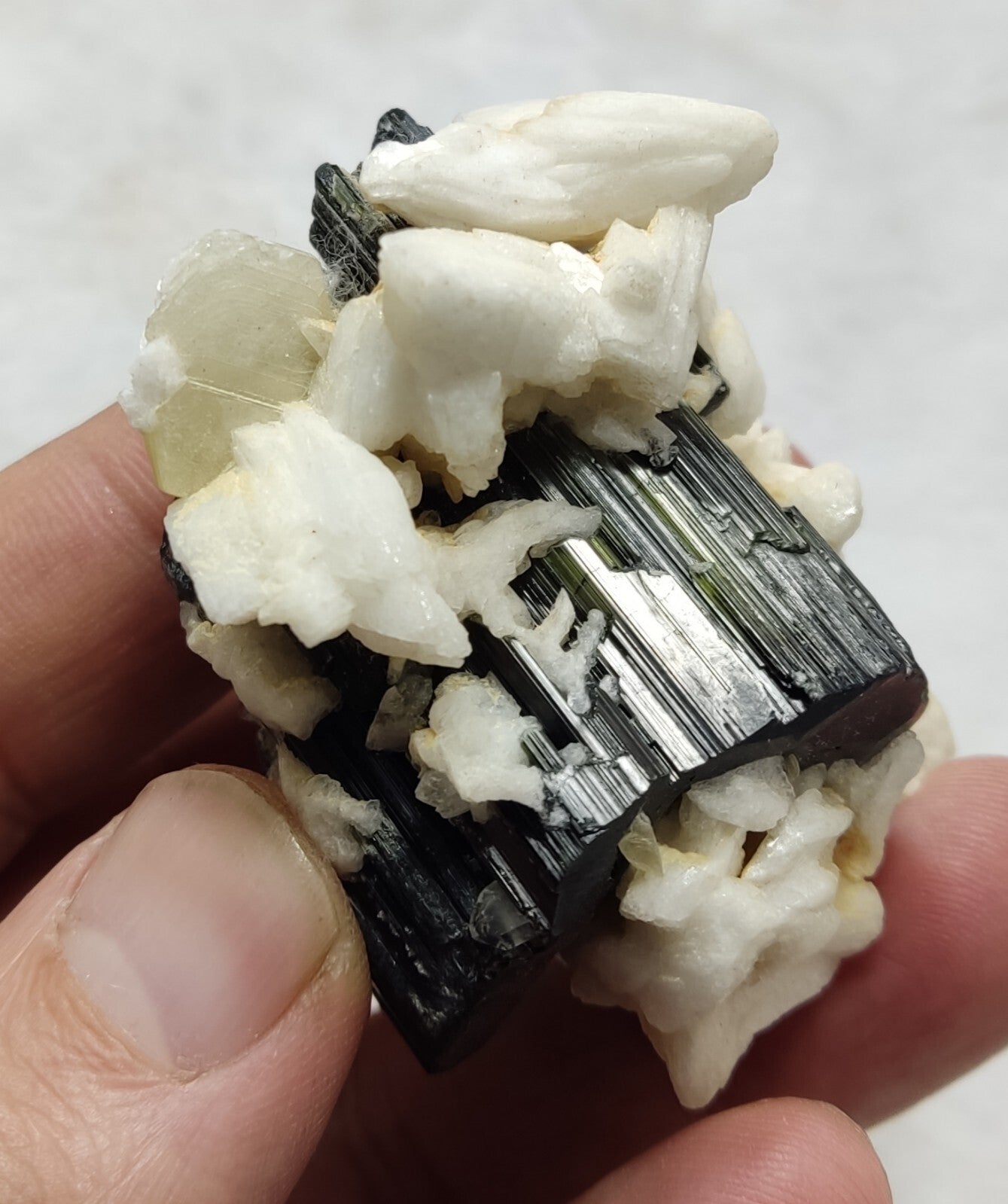 An Aesthetic Natural black Tourmaline specimen with albite 90 grams