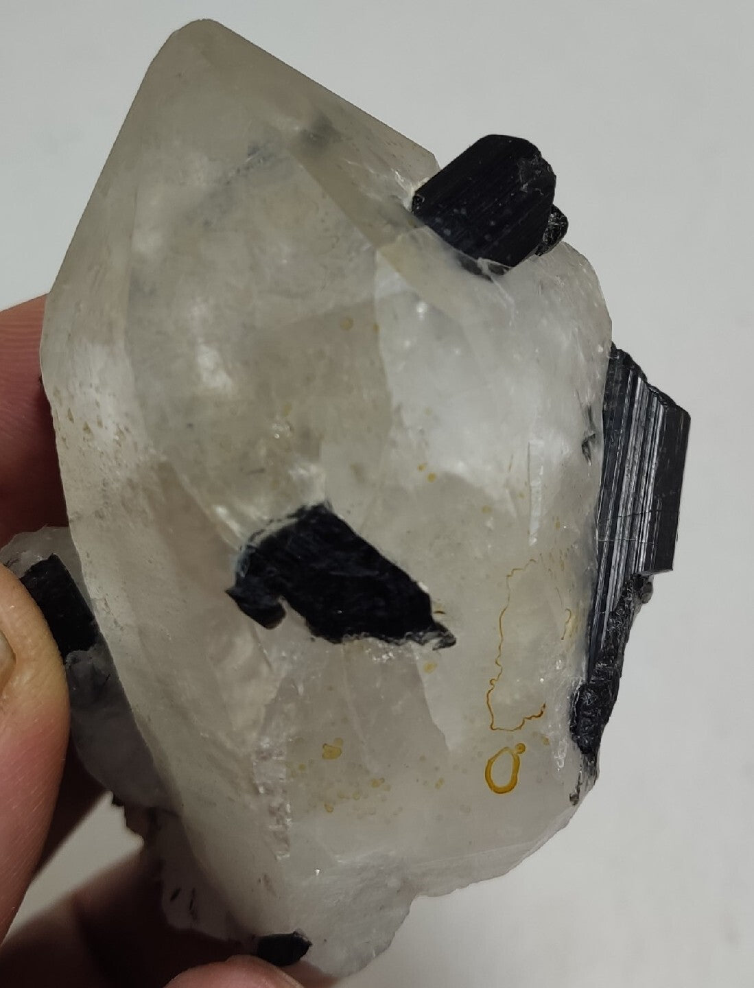 Natural quartz crystal with black tourmaline 126 grams