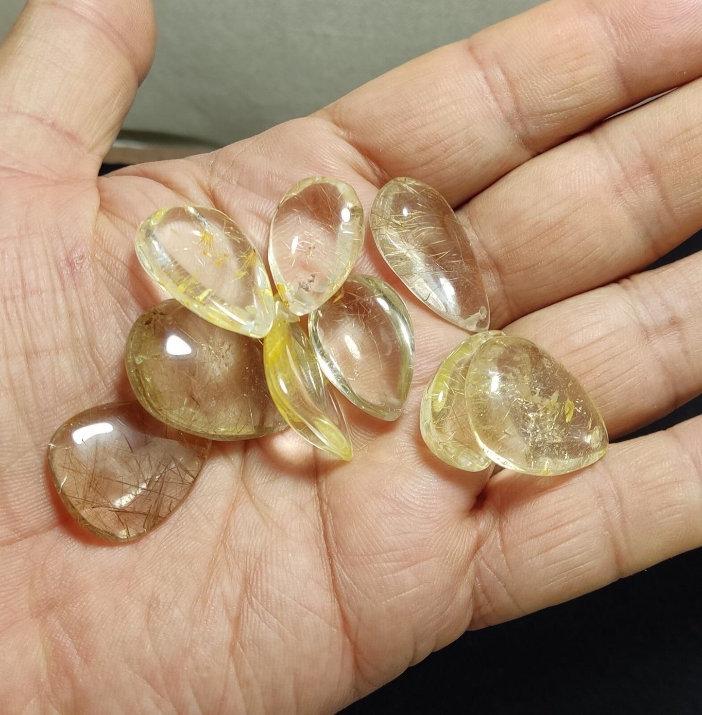 44 grams, 9 Natural beautiful Rutilated quartz pendants