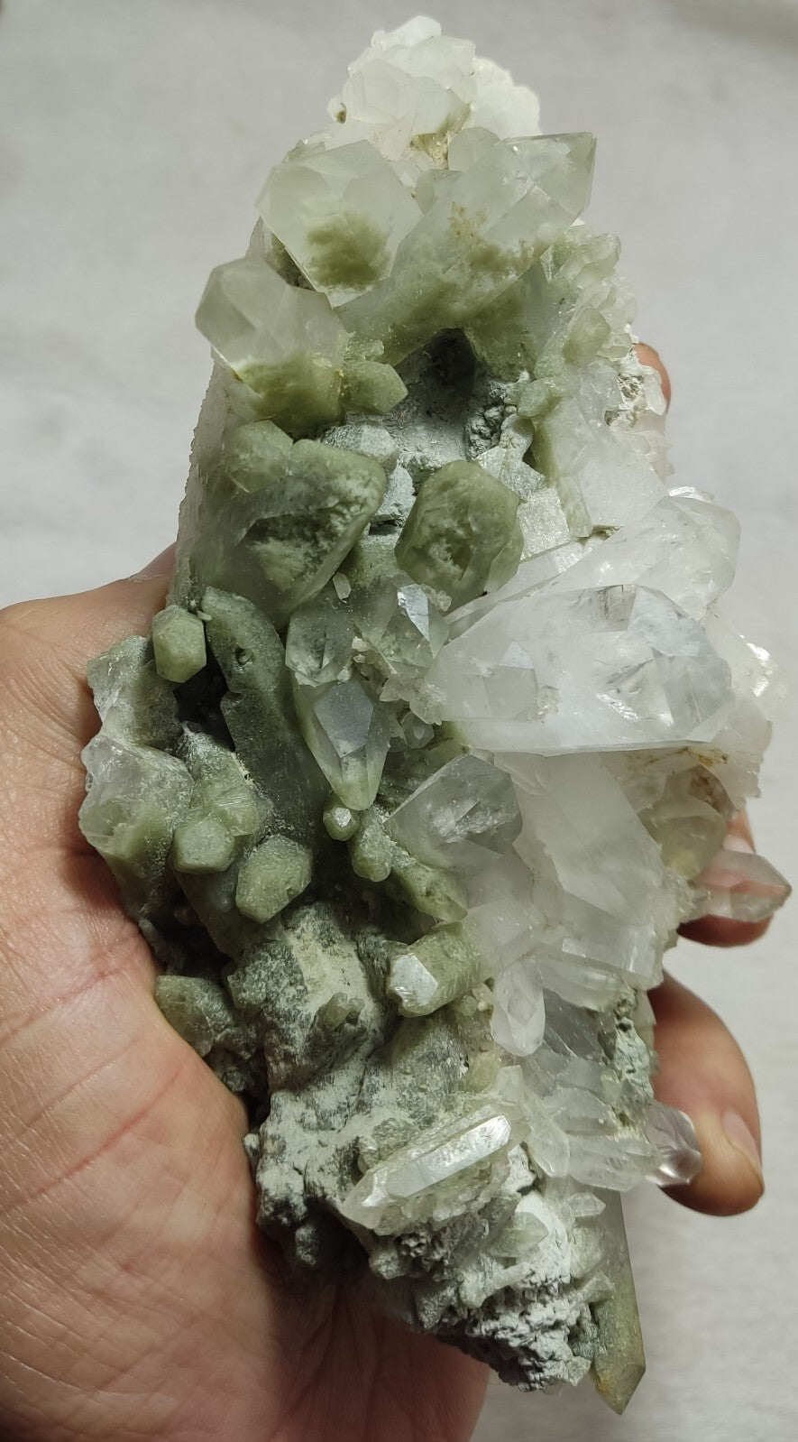 An Aesthetic large terminated chlorite Quartz cluster 504 grams