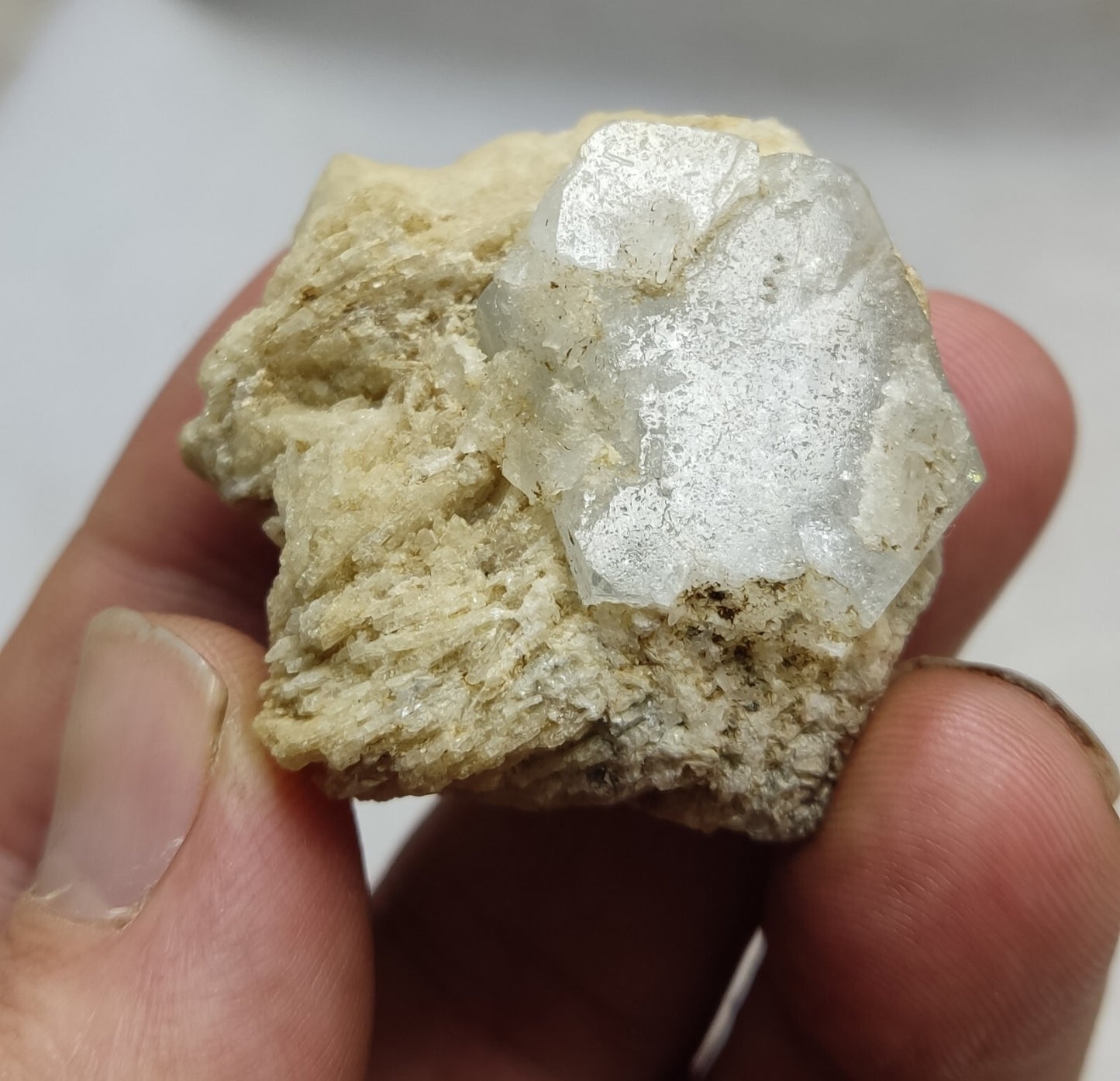 An Aesthetic specimen of beryl variety Goshenite crystal on matrix 43 grams