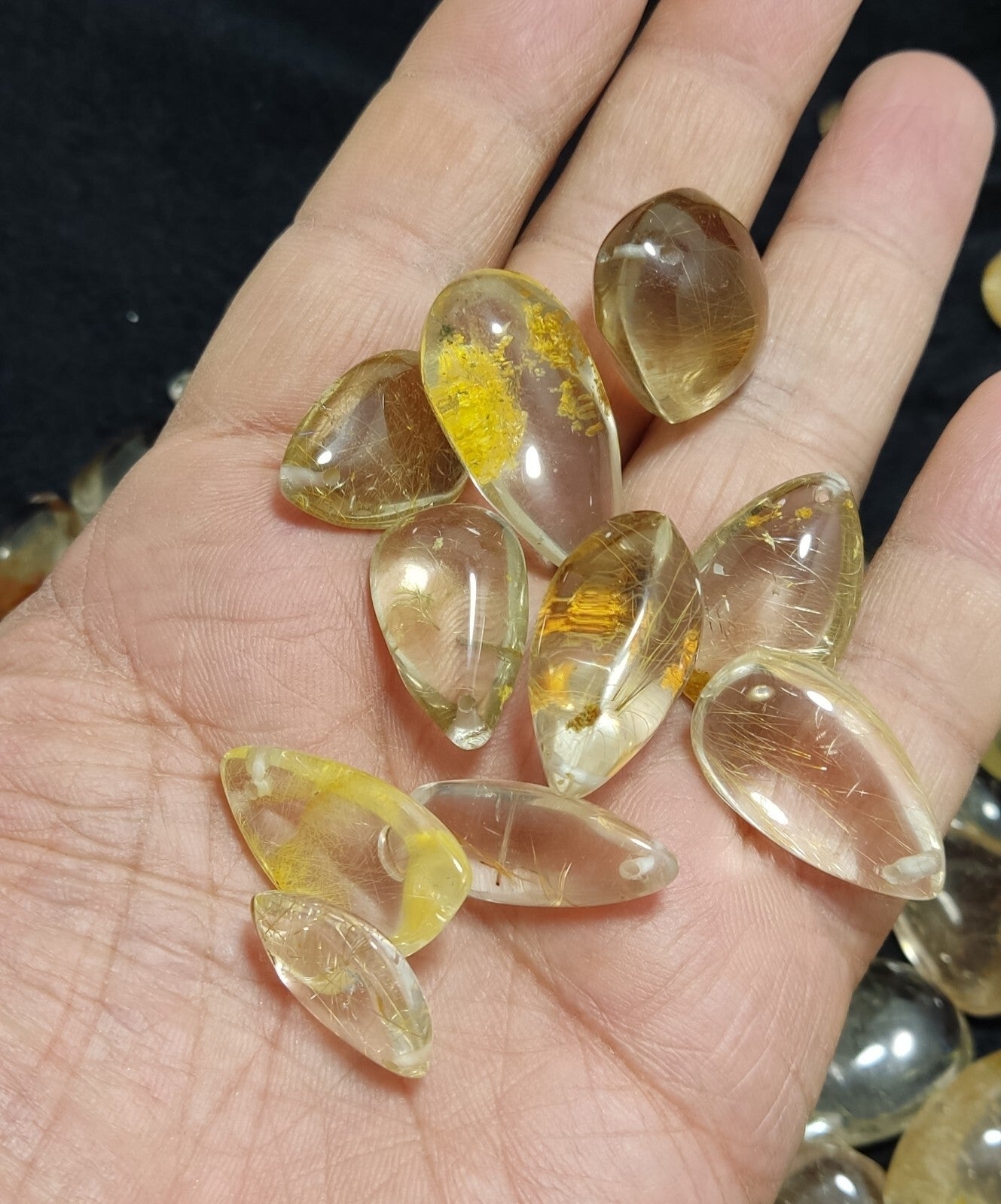 525 grams Rutilated polished quartz tumbles-cabochons