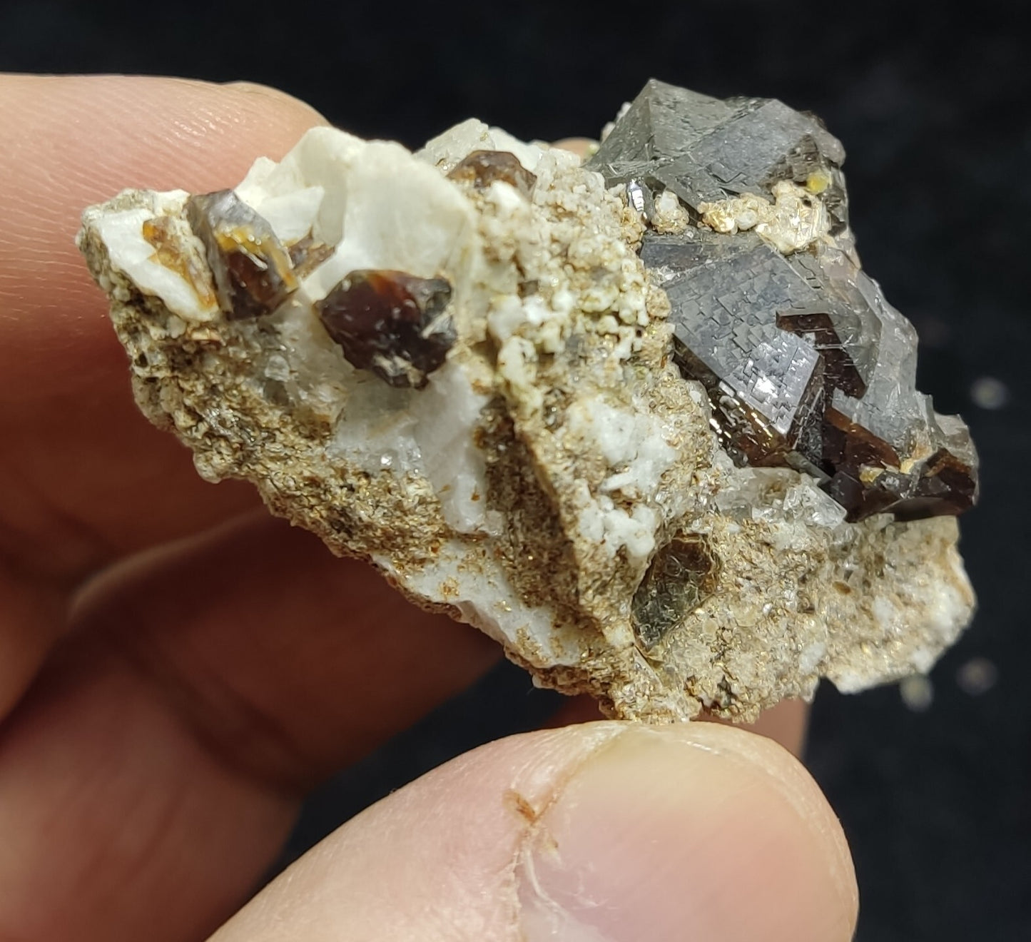 An amazing specimen of andradite garnet crystals cluster 61 grams