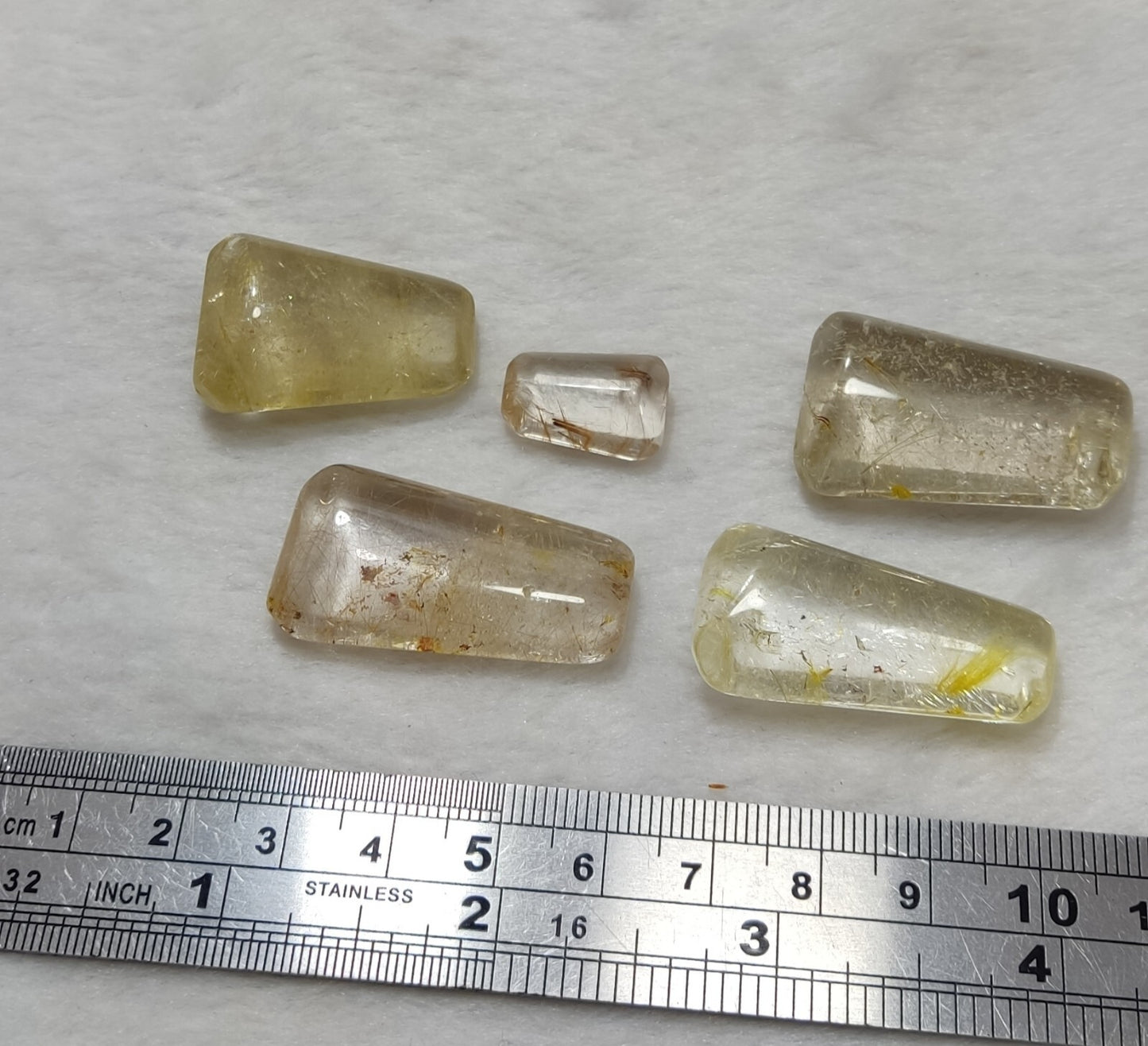 An amazing lot of Rutilated polished quartz tumbles 46 grams
