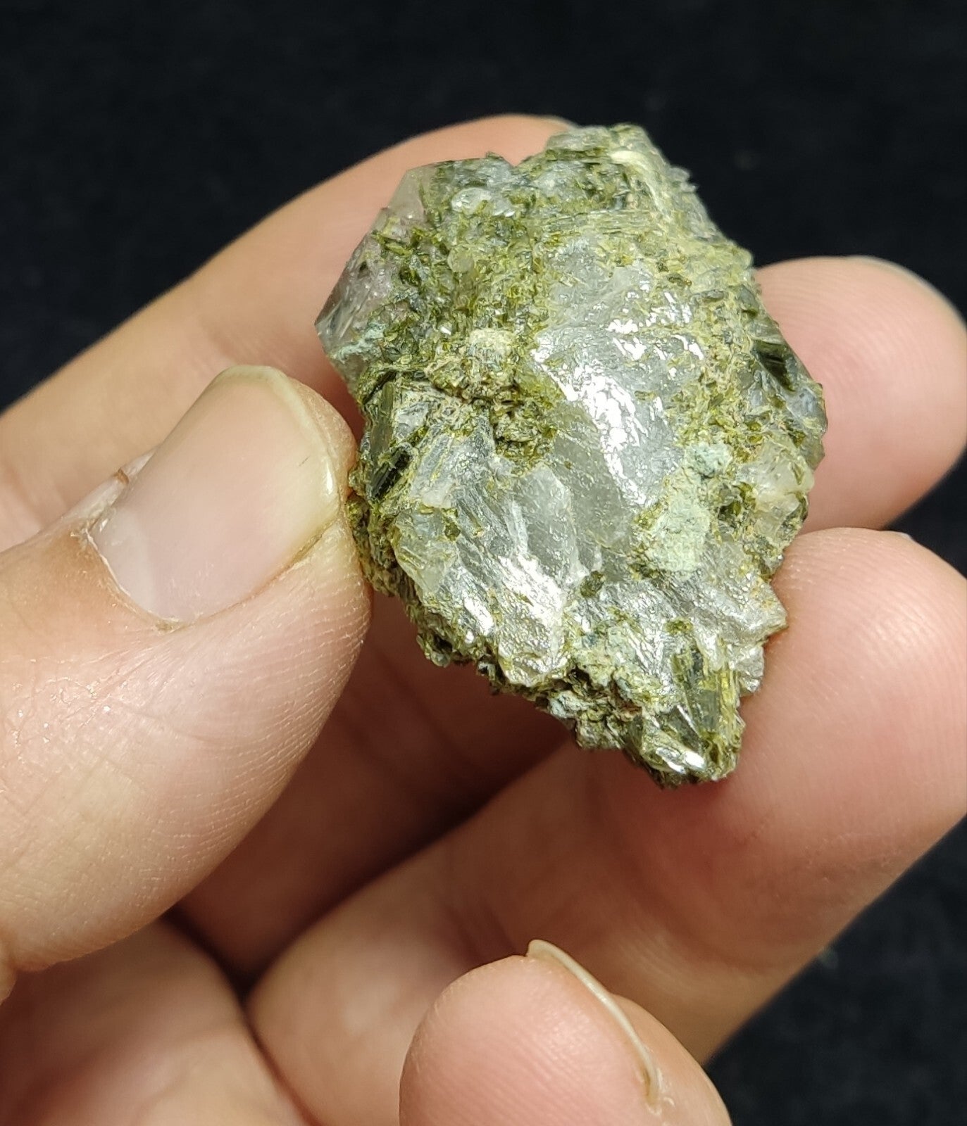 An aesthetic specimen of Epidote quartz cluster 30 grams