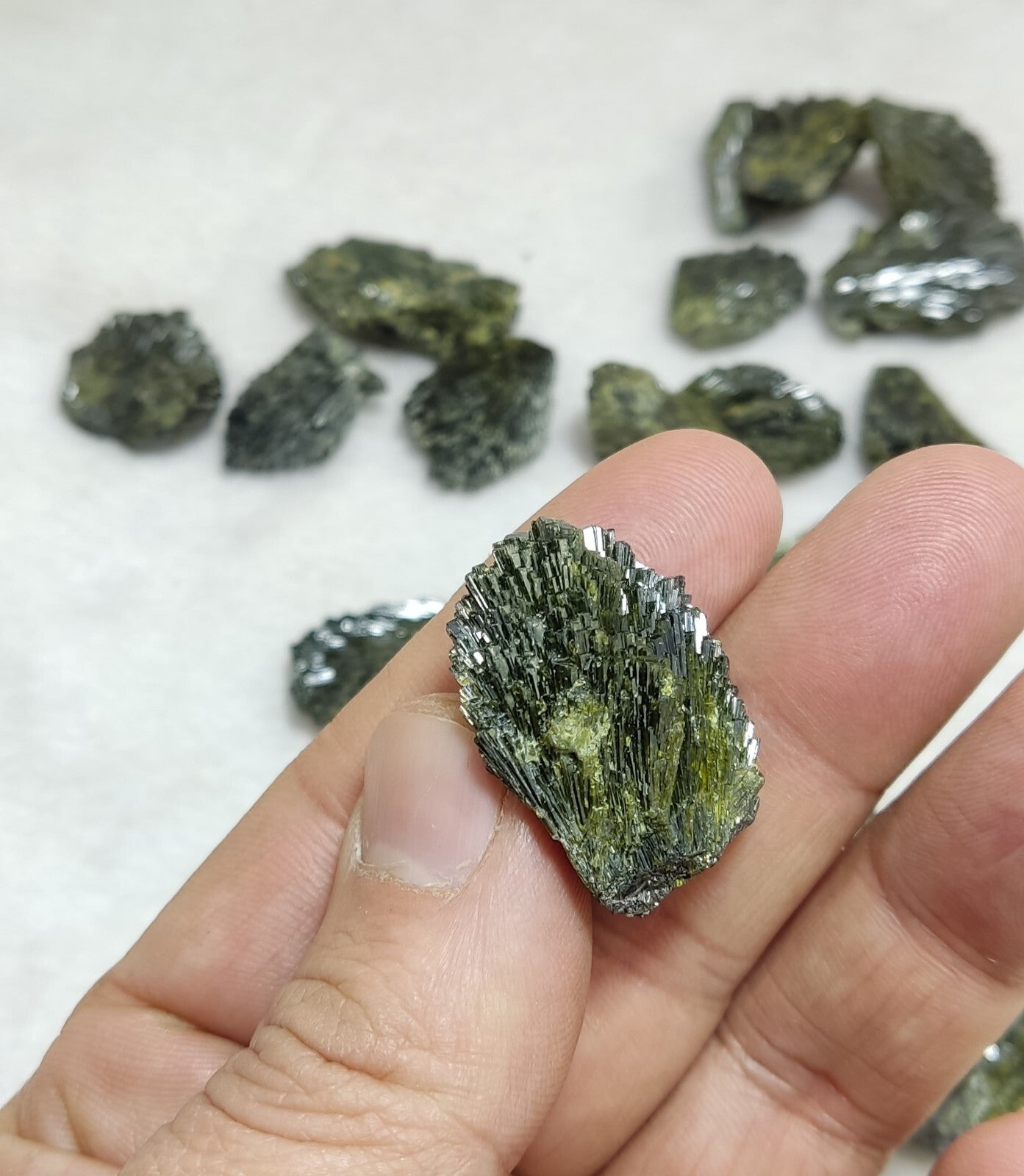 Natural Dark Green Epidotes crystals Random Selection.